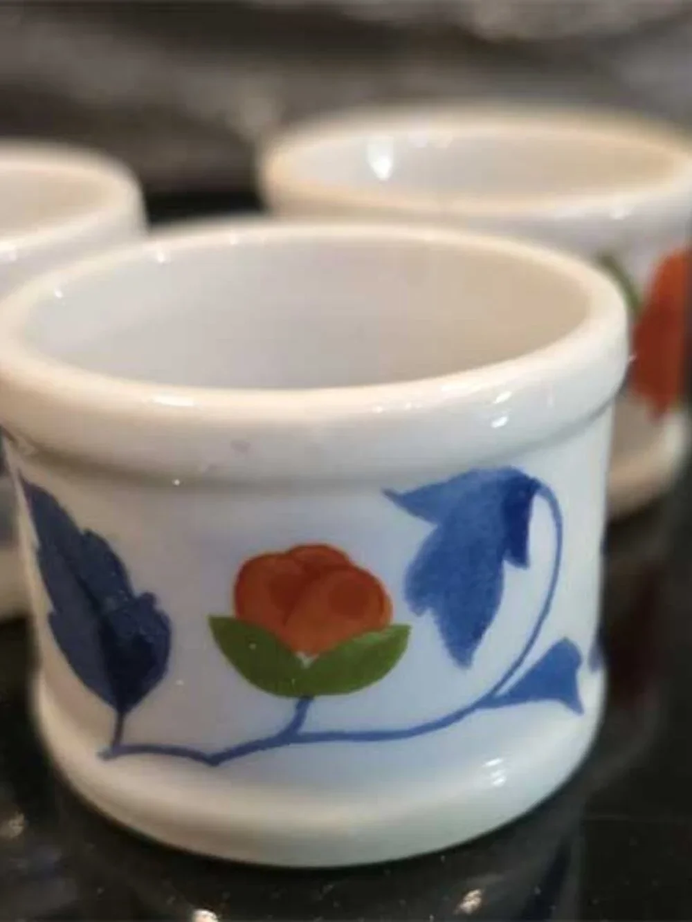 Vintage Napkin Ring Set of 4 Hand-painted Cottagecore Floral